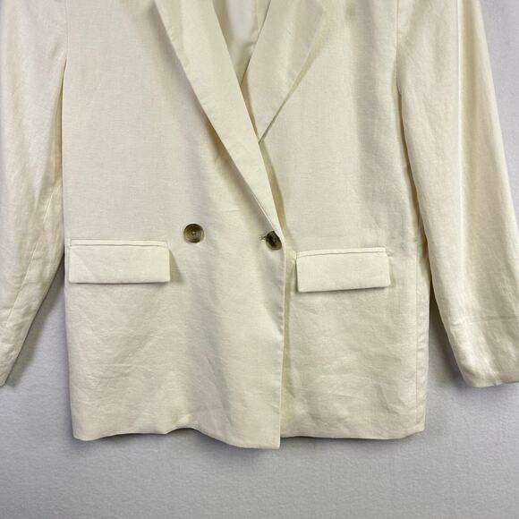 Old Navy Classic Cream White Womans Linen Blend  Blazer Jacket Size XS Career - Picture 4 of 10